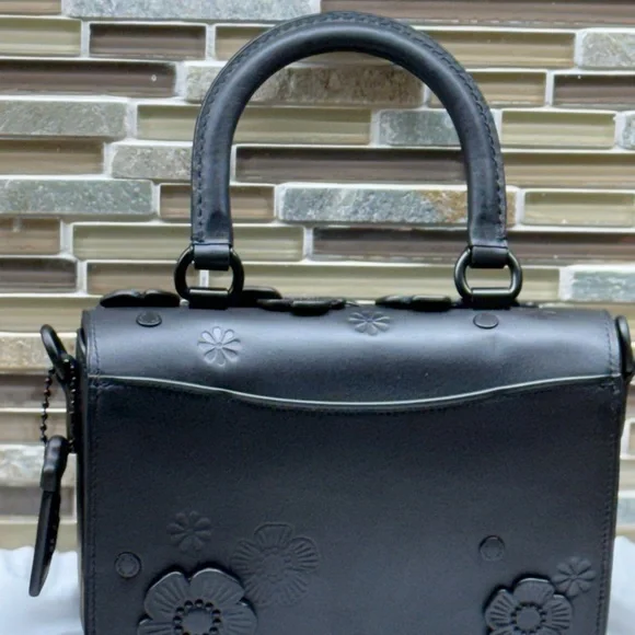 Coach Rogue Top Handle With Tea Rose Glovetanned Leather/Matte Black/Black NWT - Picture 10 of 16